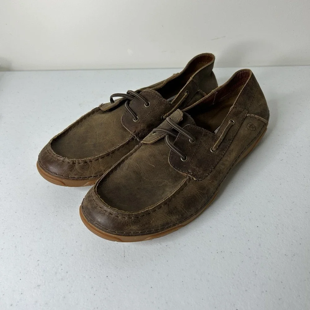 Ariat 4LR Shoes Mens 4.5 Womens 6 Brown Leather Loafers Slip On Western Comfort